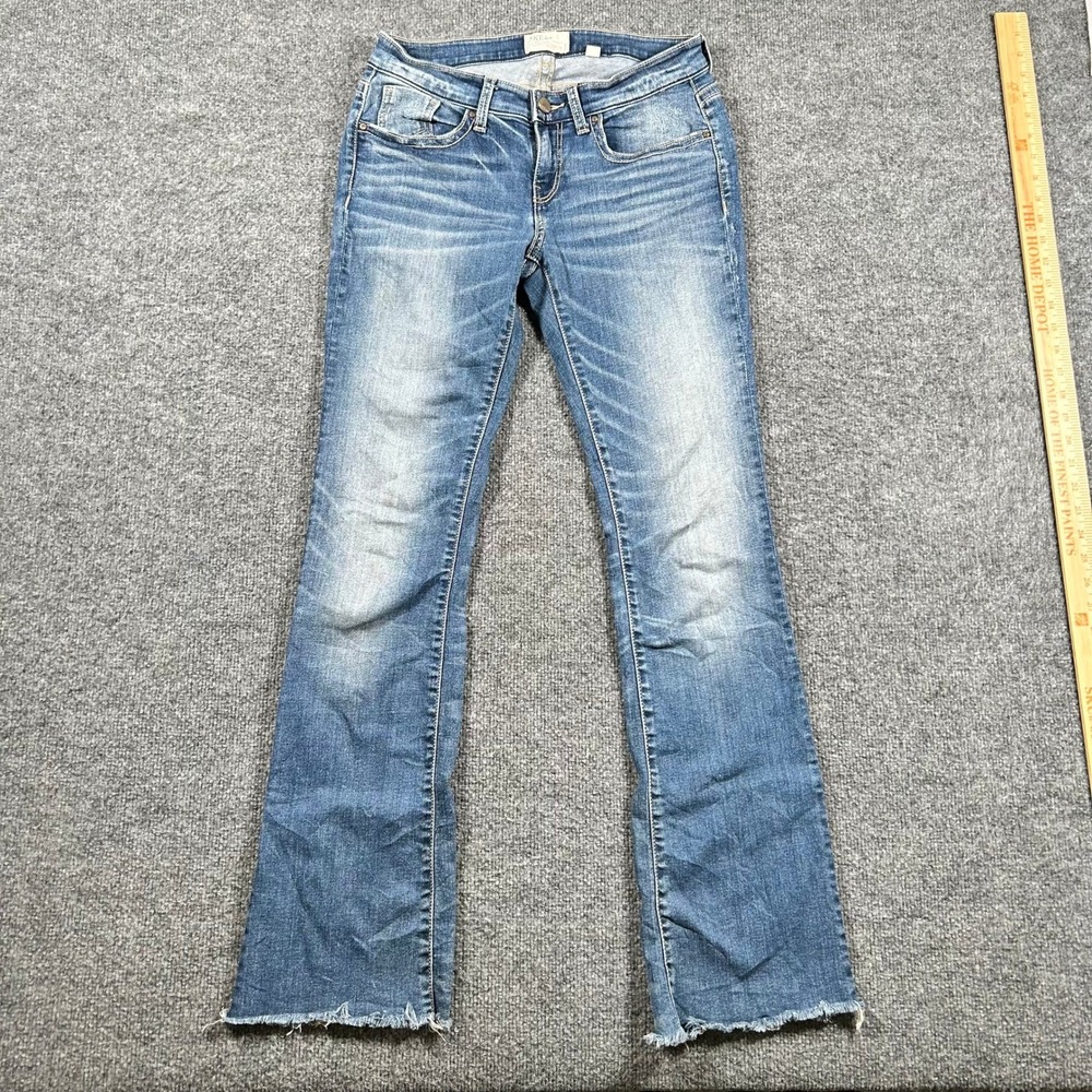 BKE Jeans Womens 29XL Stella Bootcut Blue Medium Wash Raw Hem Stretch Denim
